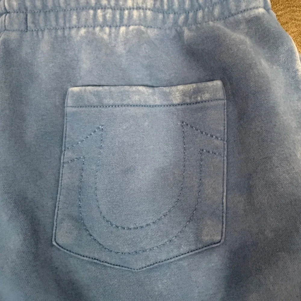 True Religion HS Jogger Mens 2XL Blue Washed Horseshoe Logo Sweatpants